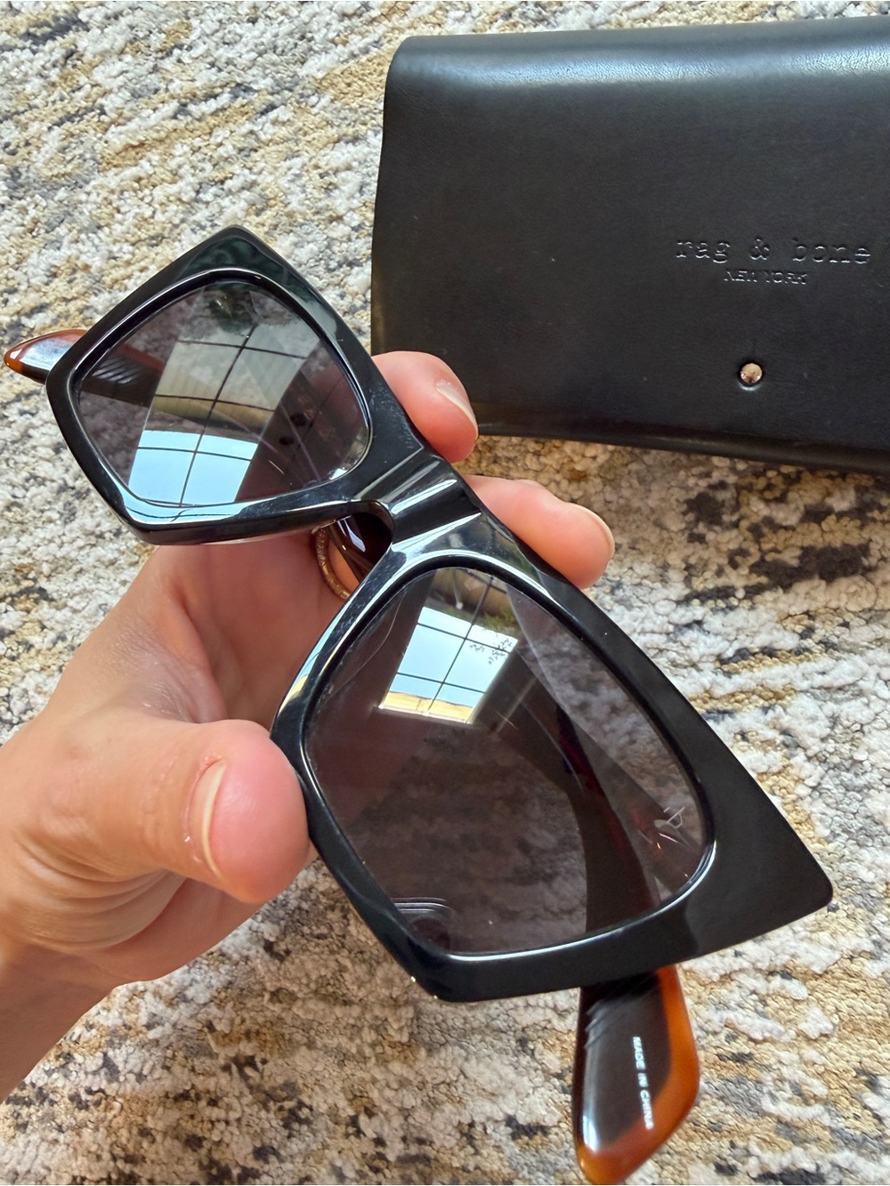 rag & bone Black & Brown cat eye Sunglasses with Black Case - Picture 3 of 7
